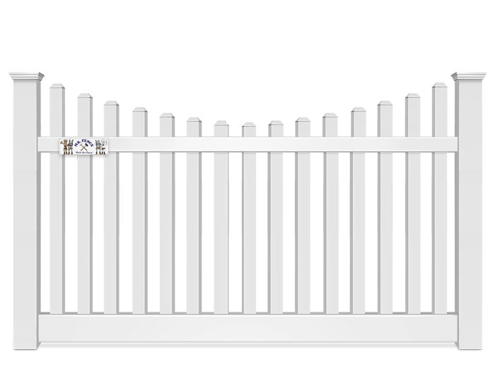 Athena concave (sunset) top vinyl fence in Panama City Florida (5 foot panel shown; the 6 foot panel is the same design, taller)