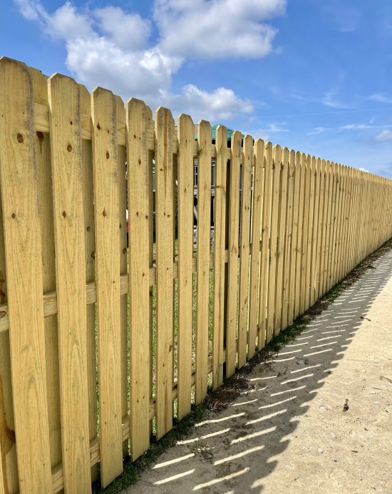 Beautiful example of a shadowbox style wood fence installed in Panama City, Florida
